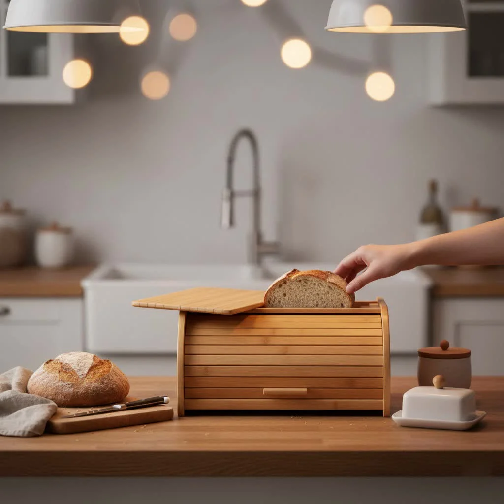 Corner bread box maximizing kitchen space