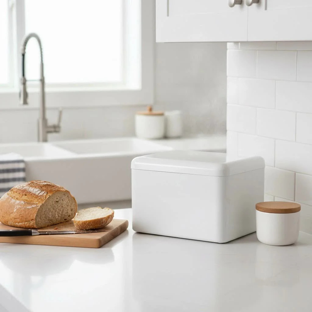 Wooden bread box for kitchen organization